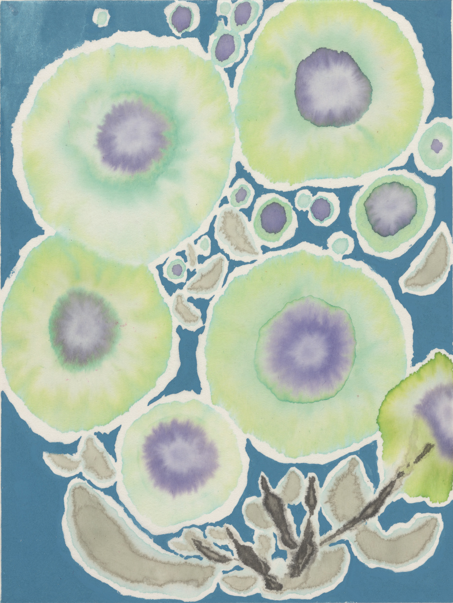 Jerzy Rosołowicz, Kwiaty 75, 1981, rysunek, farba wodna, tusz lawowany, bibuła japońska, MS/SN/RYS/1826, @ Muzeum Sztuki, Łódź.