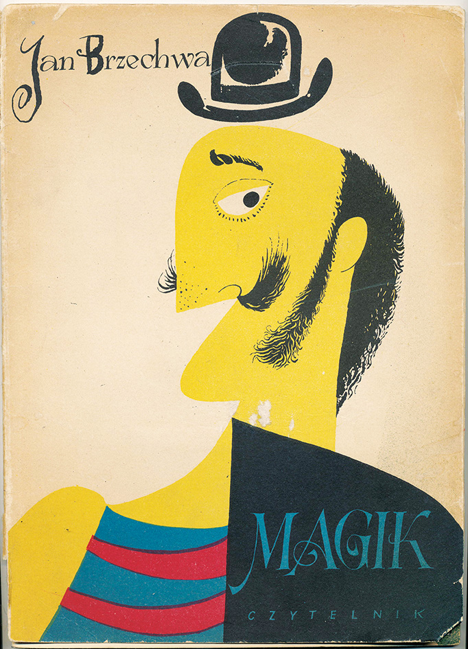 Karykatura mężczyzny w meloniku z krzaczastymi wąsami i bokobrodami