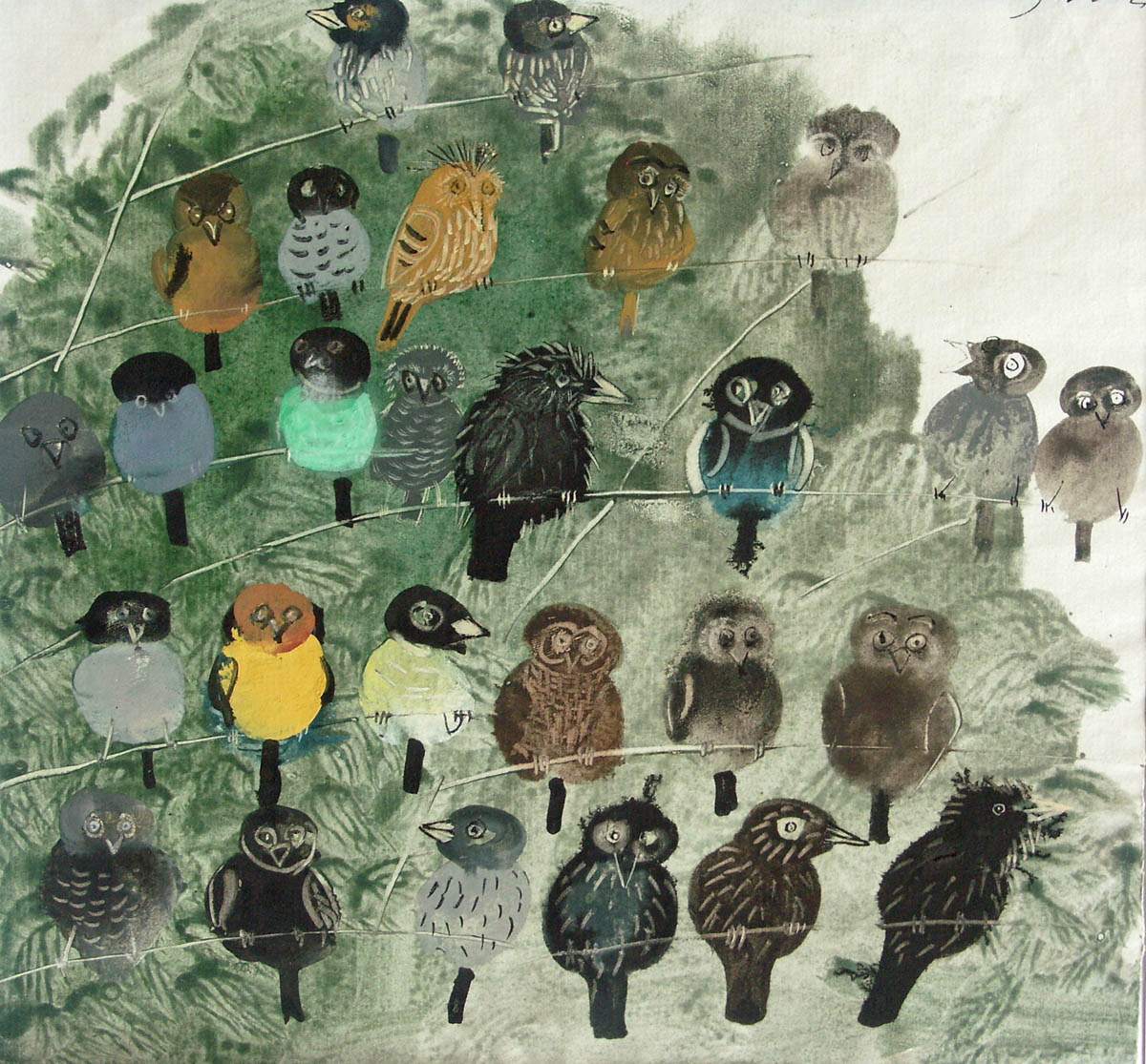 Ptaki siedzące na gałęziach