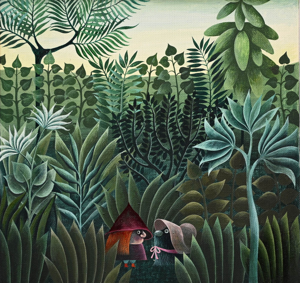 Dwie postacie stojące w trawie