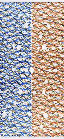Abstrakcyjny motyw graficzny w kolorach niebieskim i pomarańczowym