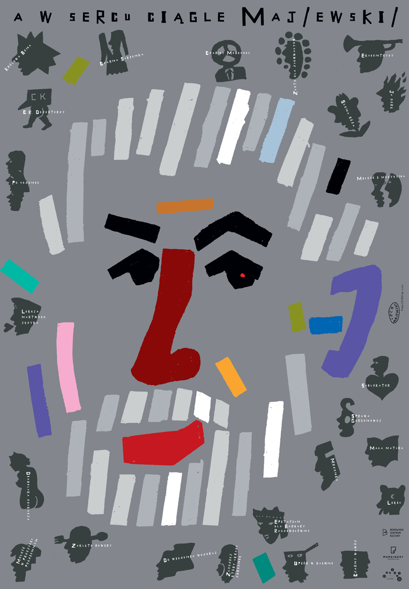 Elementy graficzne układające się w obrys twarzy na szarym tle