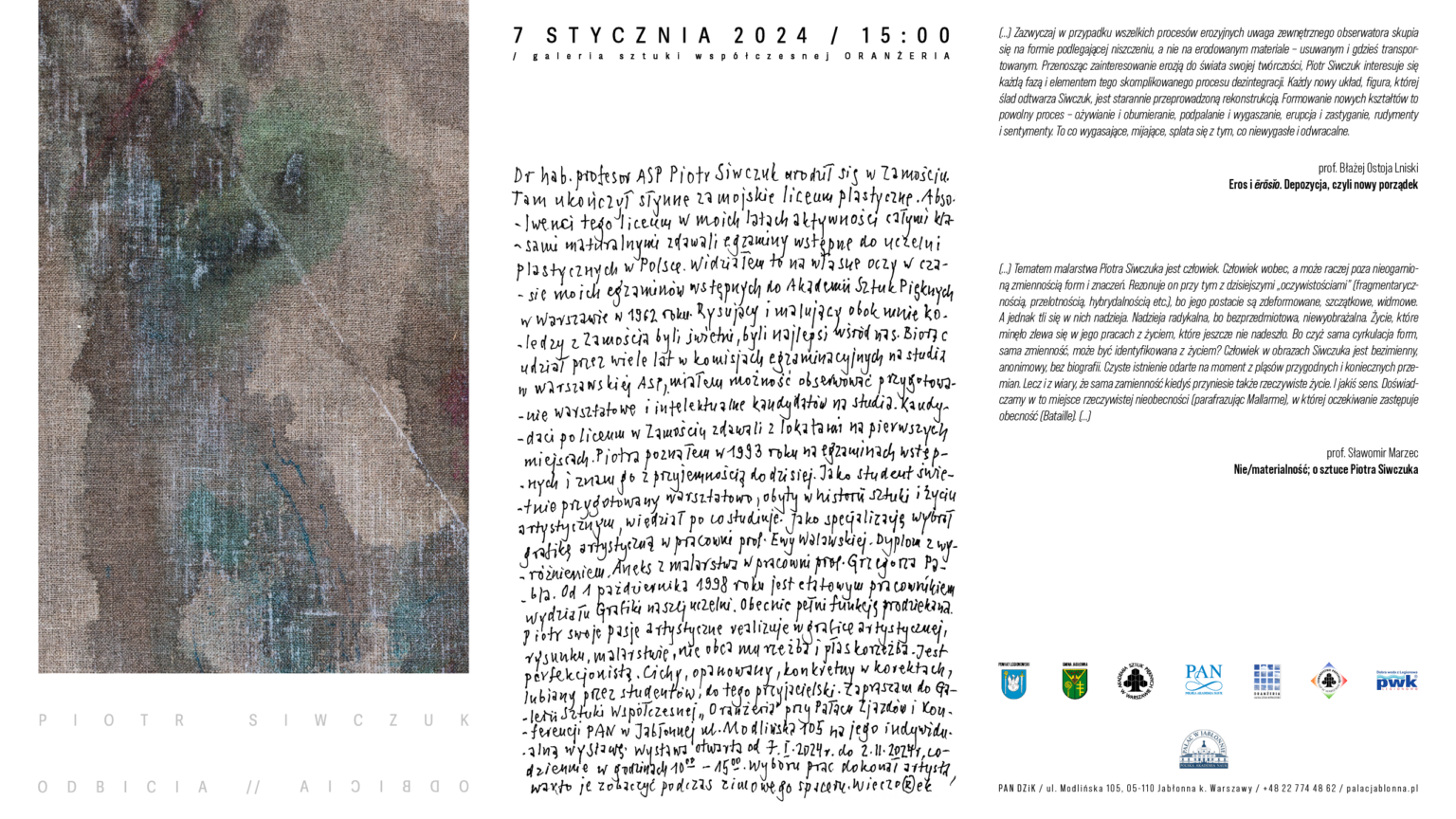 Plakat z tekstem promujący wystawę.