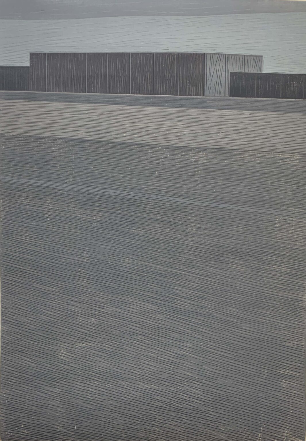 Drzeworyt w odcieniach szaro-błękitnych