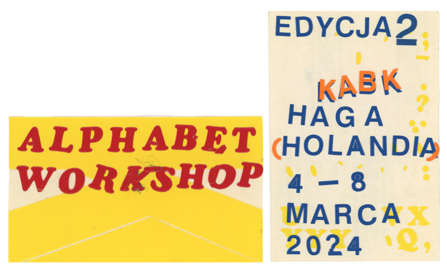 Żółte elementy graficzne i kolorowa typografia