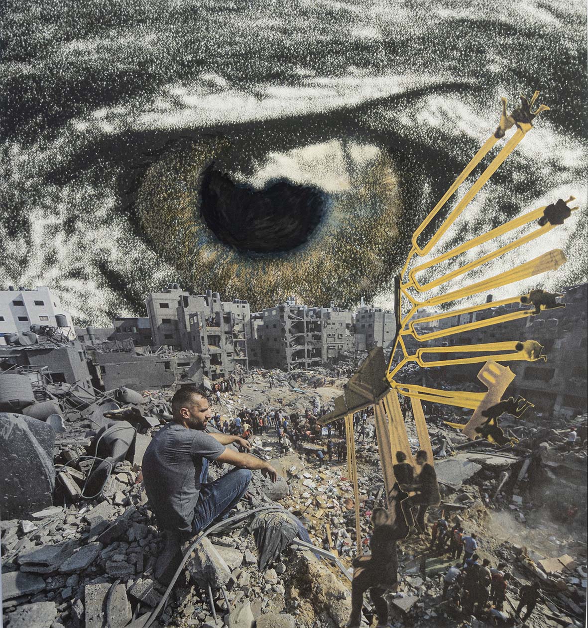 kolaż z motywem ptasiego oka