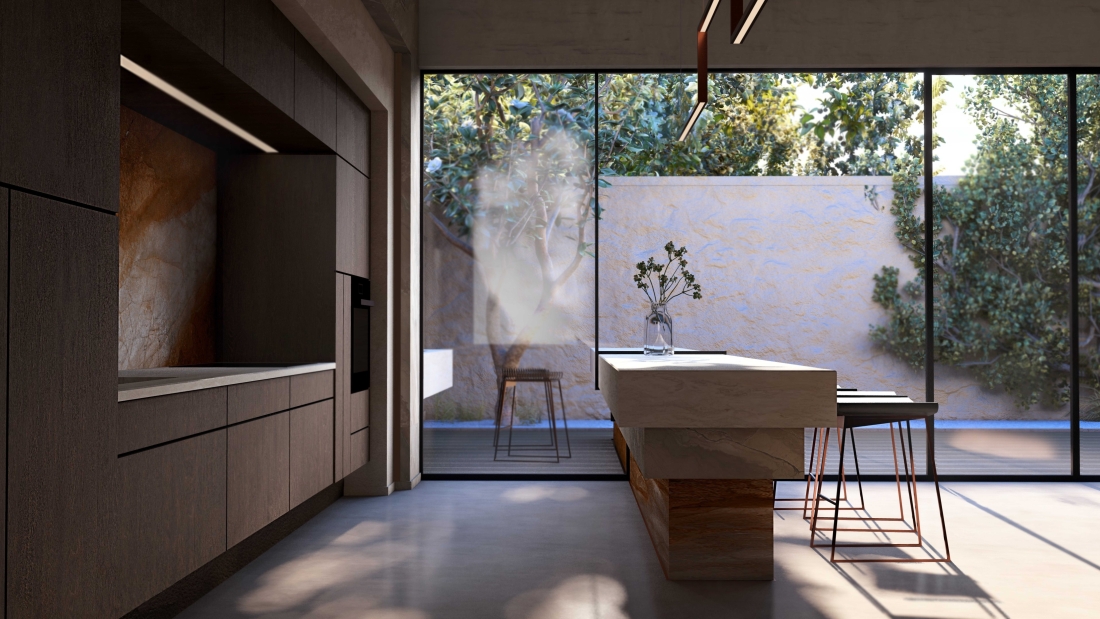 Widok jasnego, nowoczesnego wnętrza