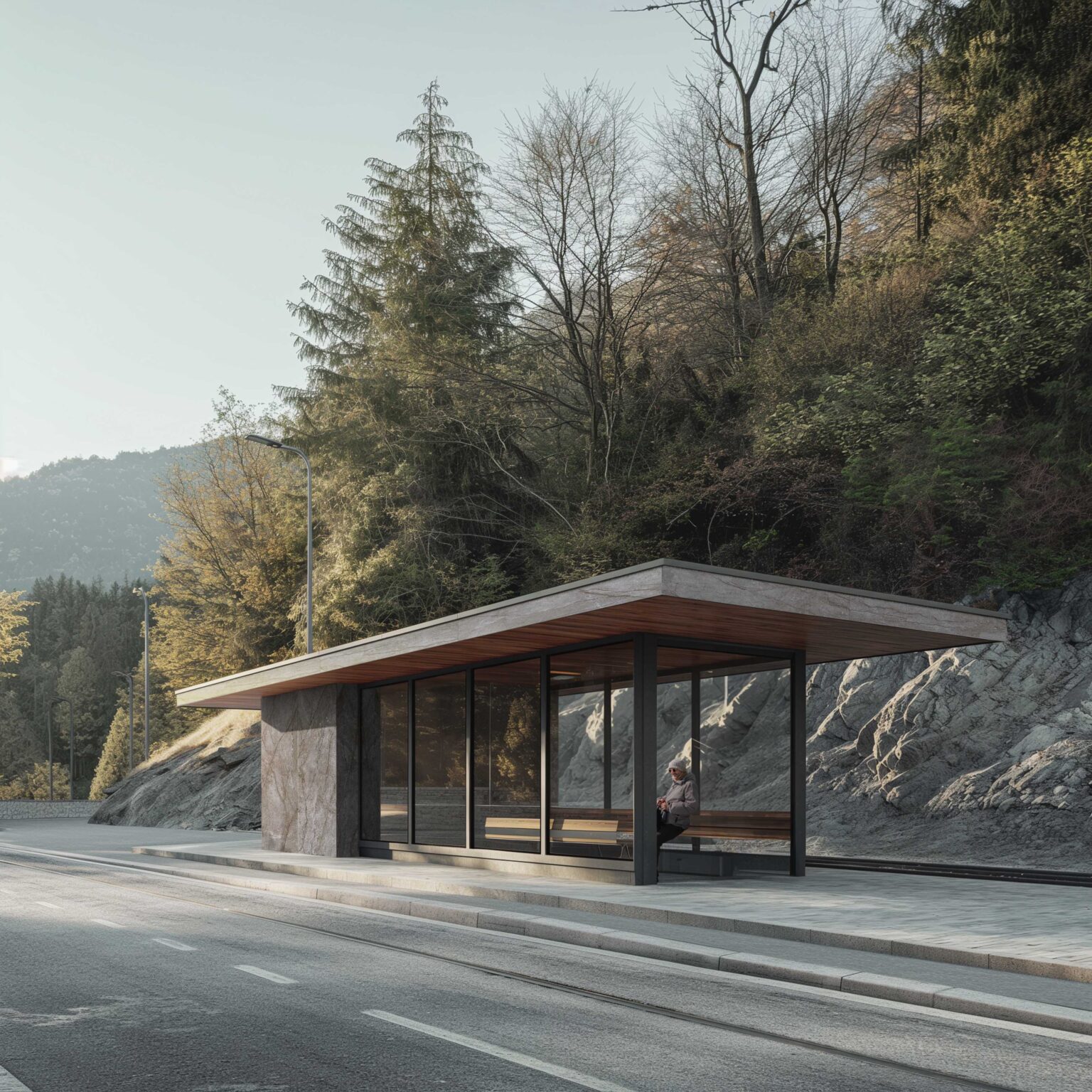 Pawilon zewnętrzny, krajobraz w tle