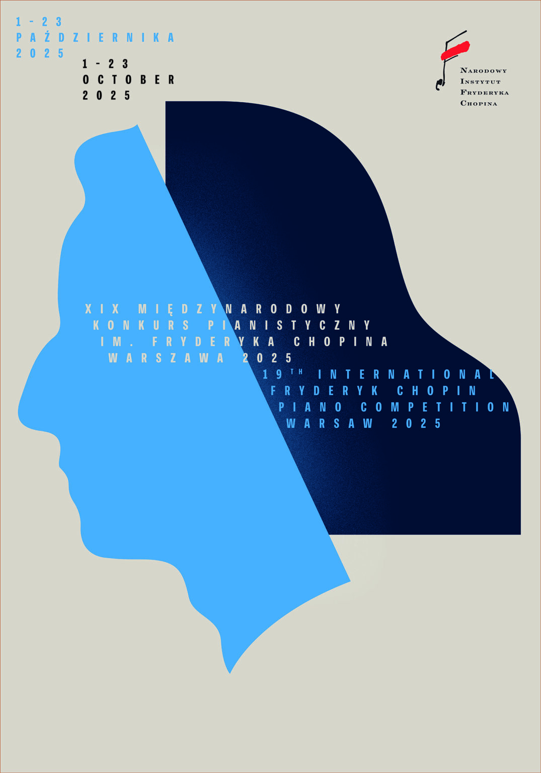 Postać mężczyzny na wzór Fryderyka Chopina. Plakat na konkurs