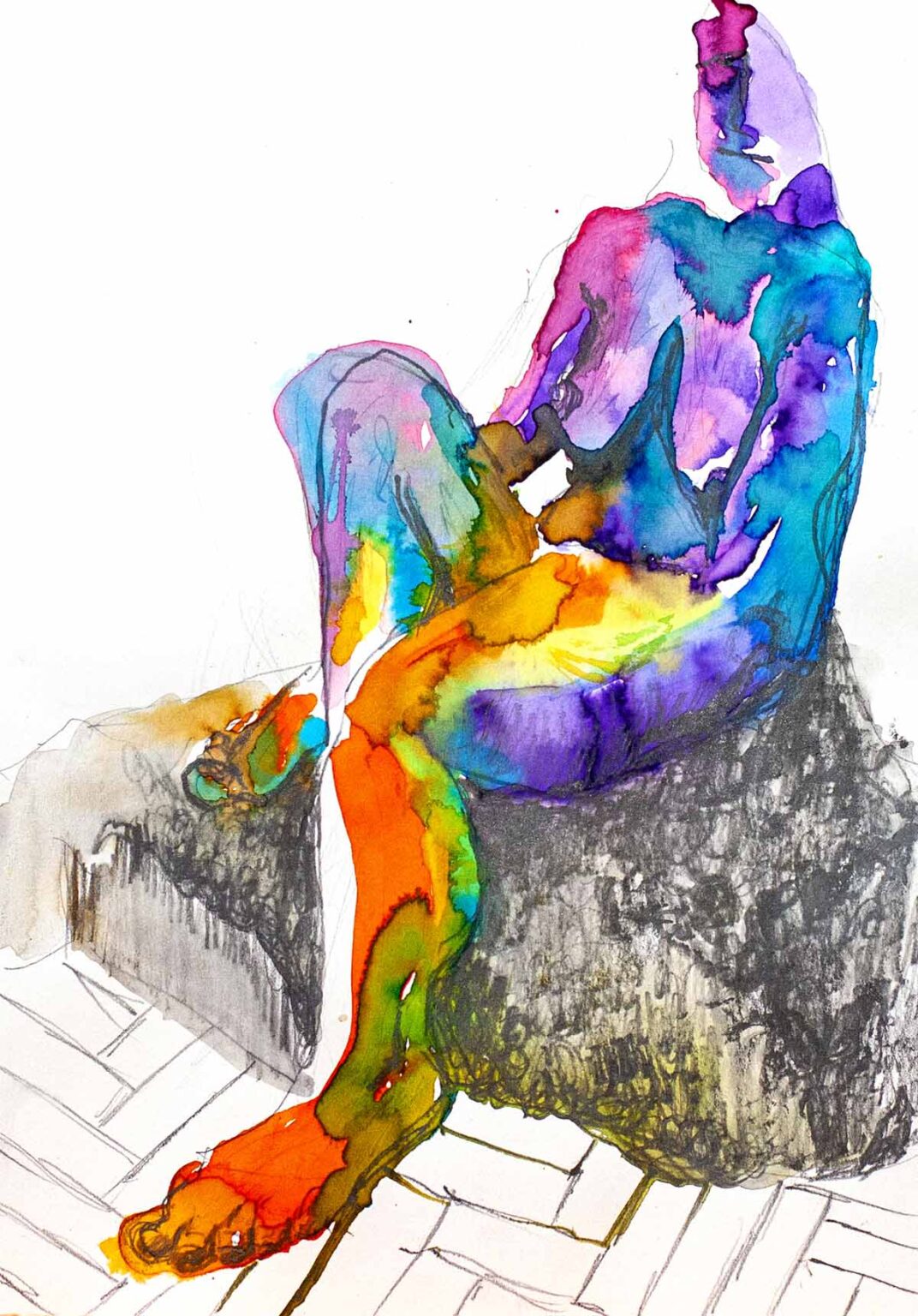 Abstrakcyjna, barwna postać na białym tle