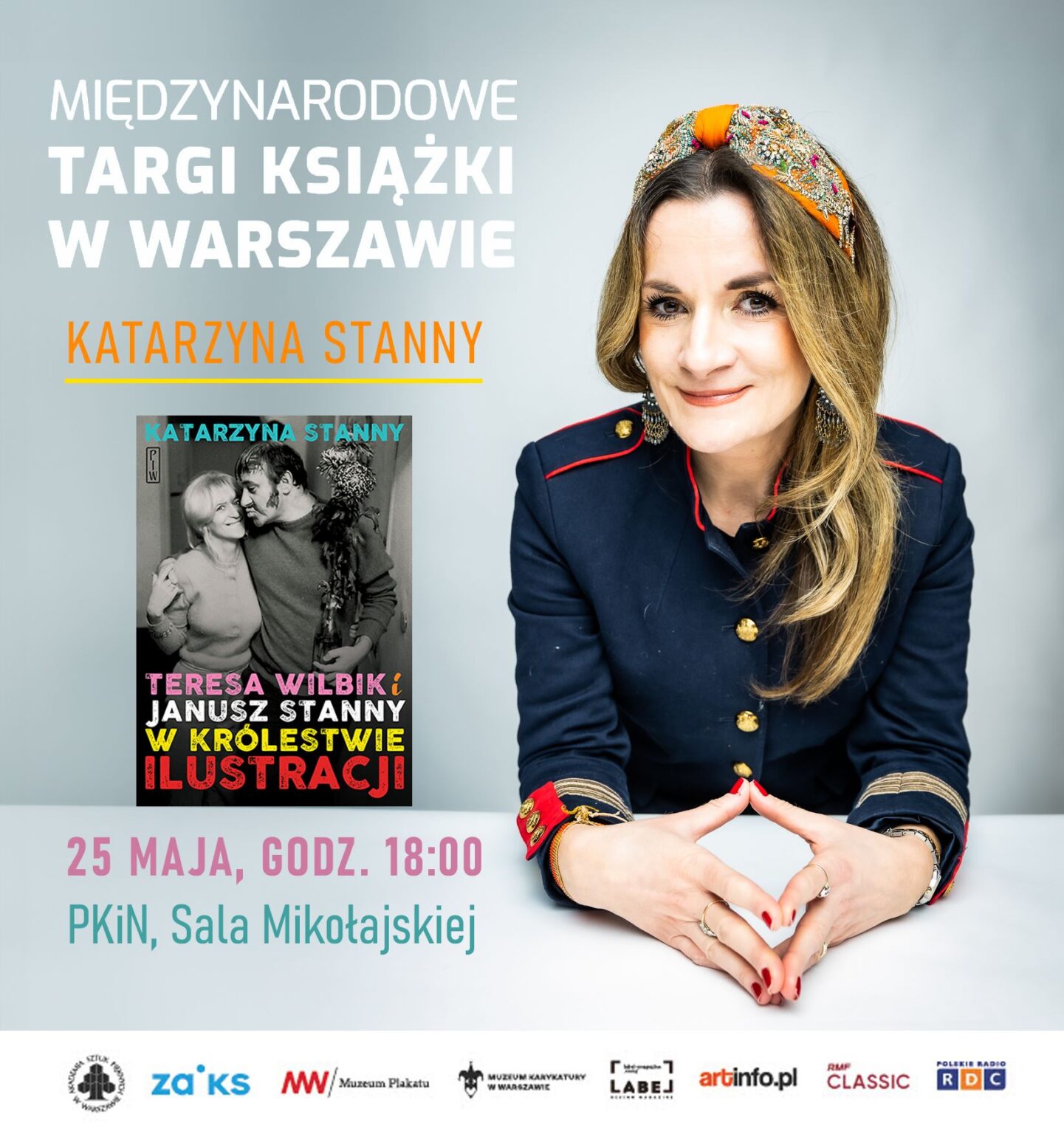 Zdjęcie uśmiechniętej kobiety, Obok (po lewej) okładka książki i tekst