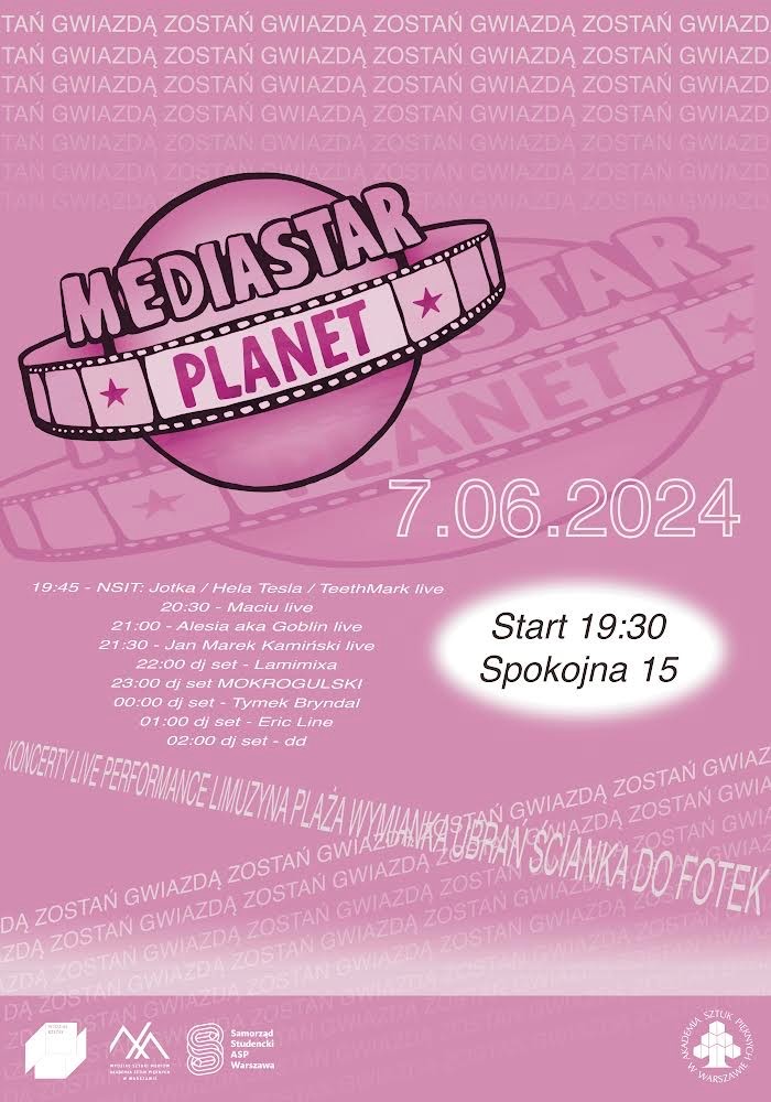 różowy plakat z motywem planety
