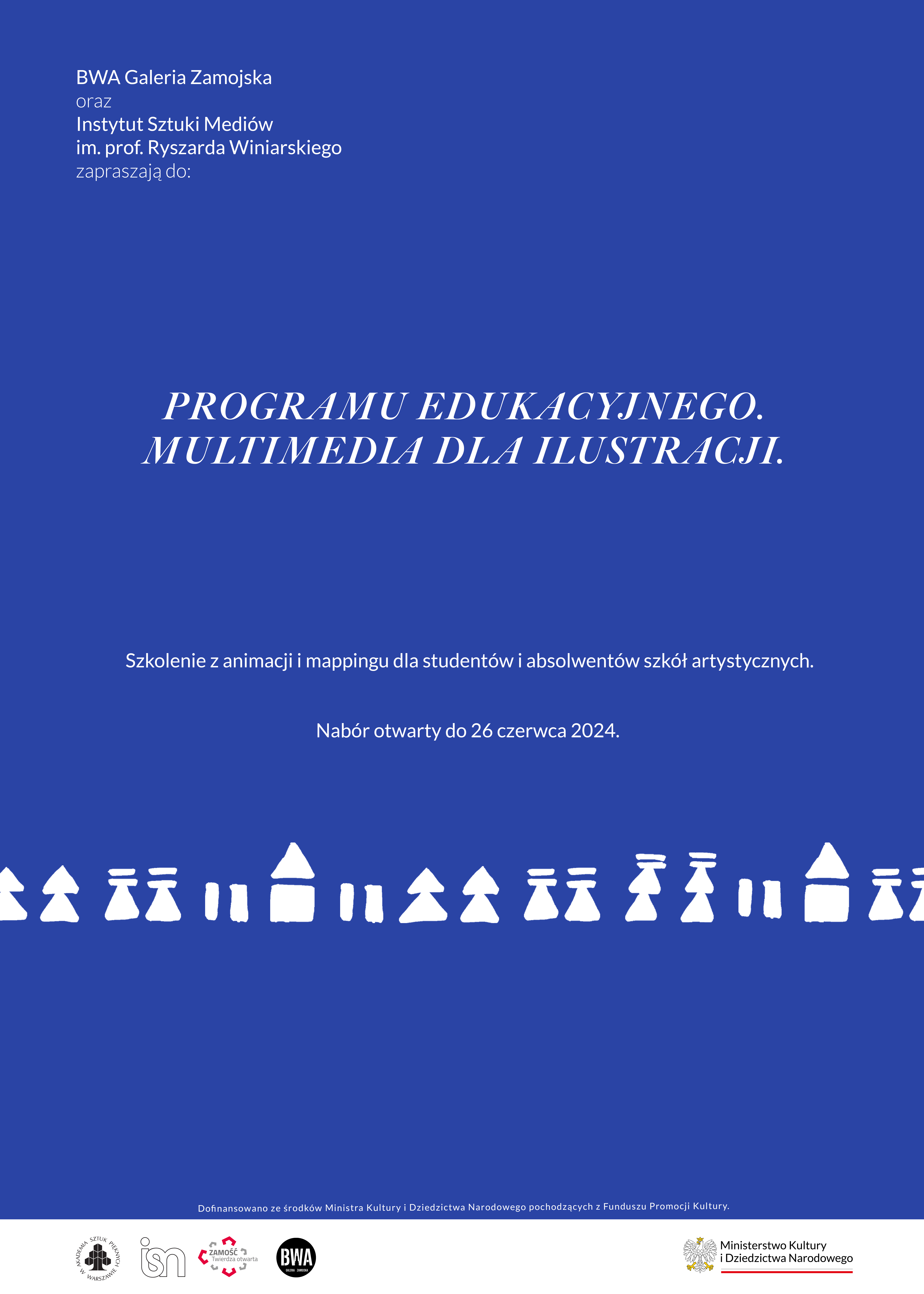 Infografika z białymi literami na granatowym tle