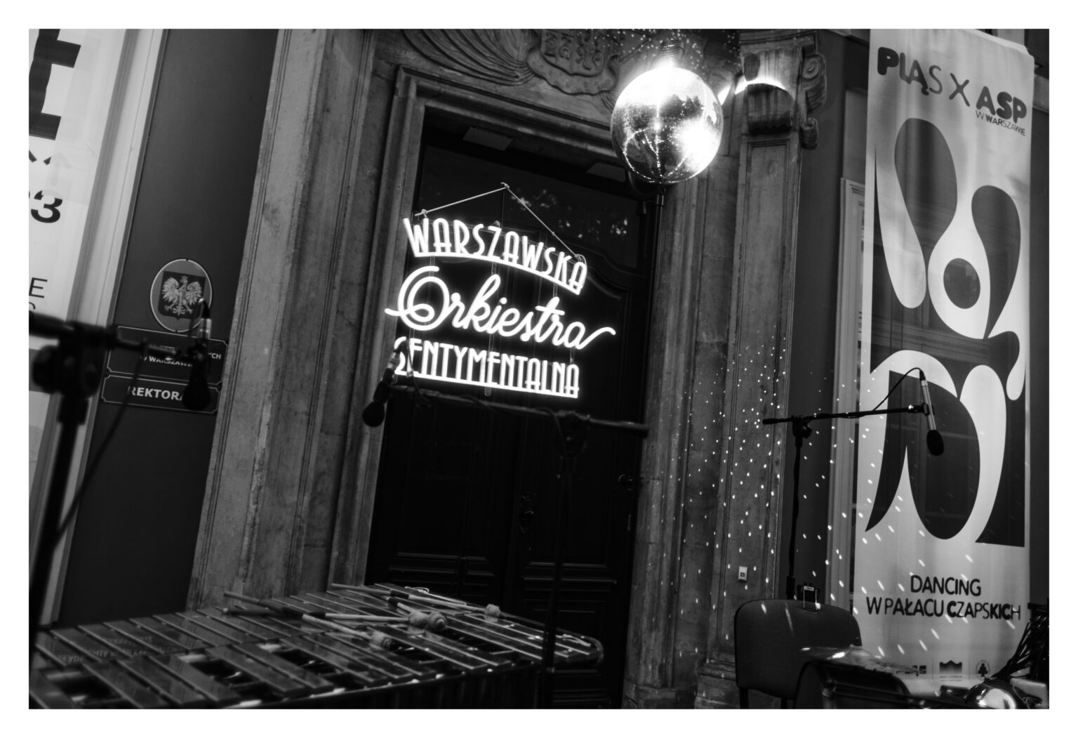 Widok drzwi Pałacu Czapskich z bliska.