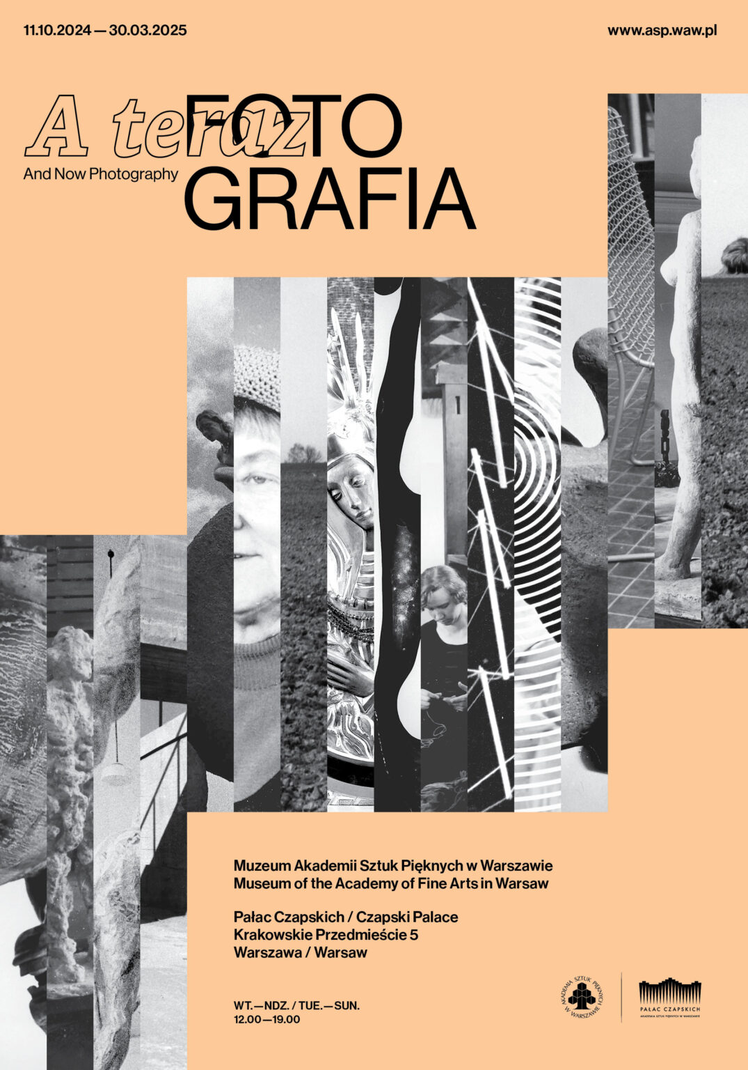 plakat zawiera kolaż czarno-białych zdjęć