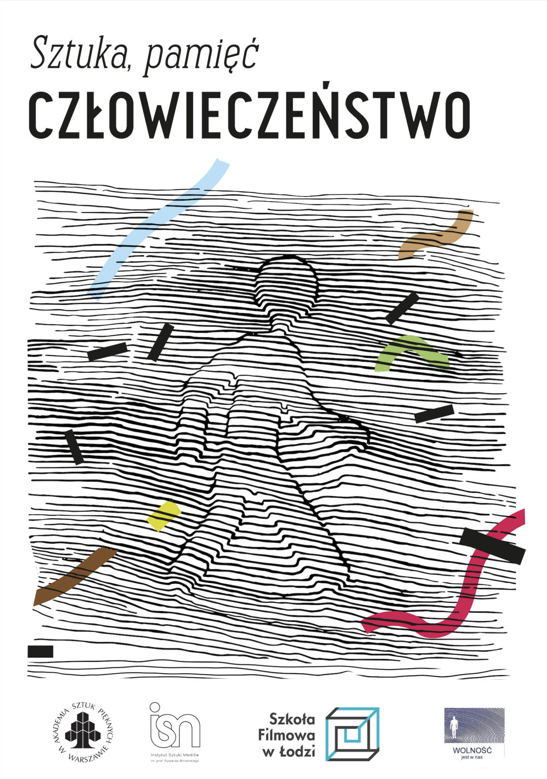 Plakat graficzny z motywem idącego ludzika