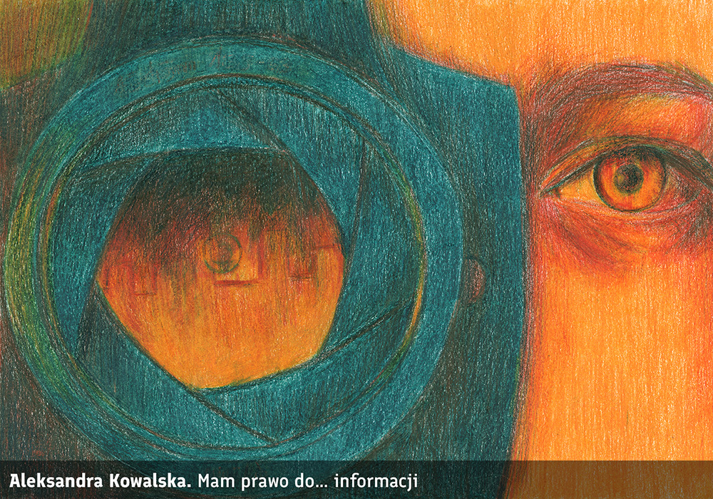 rysunek z motywem twarzy w mocnych kolorach