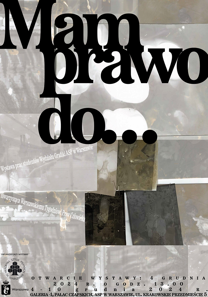 plakat w odcieniach szarości z napisem mam prawo do...