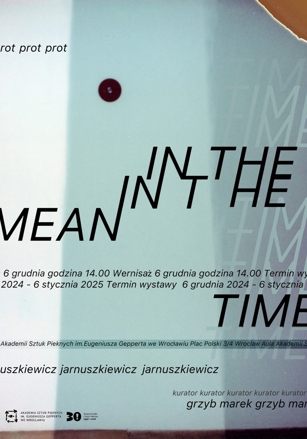 plakat w pastelowych barwach z napisami