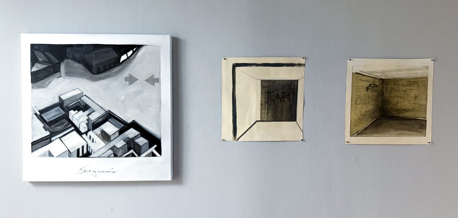 obraz i rysunek przestrzenny na ścianie