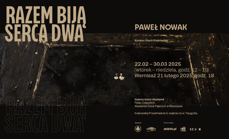 grafika w ciemnych barwach z liternictwem w kolorze żółtego wosku