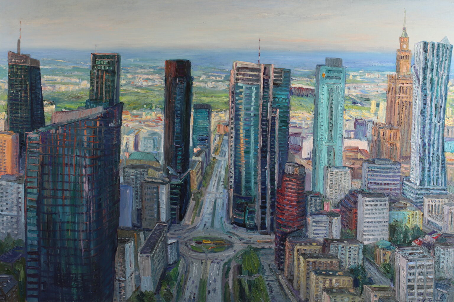 obraz przedstawia panoramę miasta