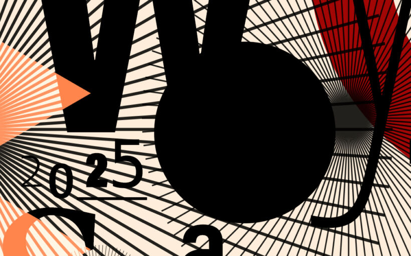 geometryczne elementy graficzne; na pierwszym planie czarne koło