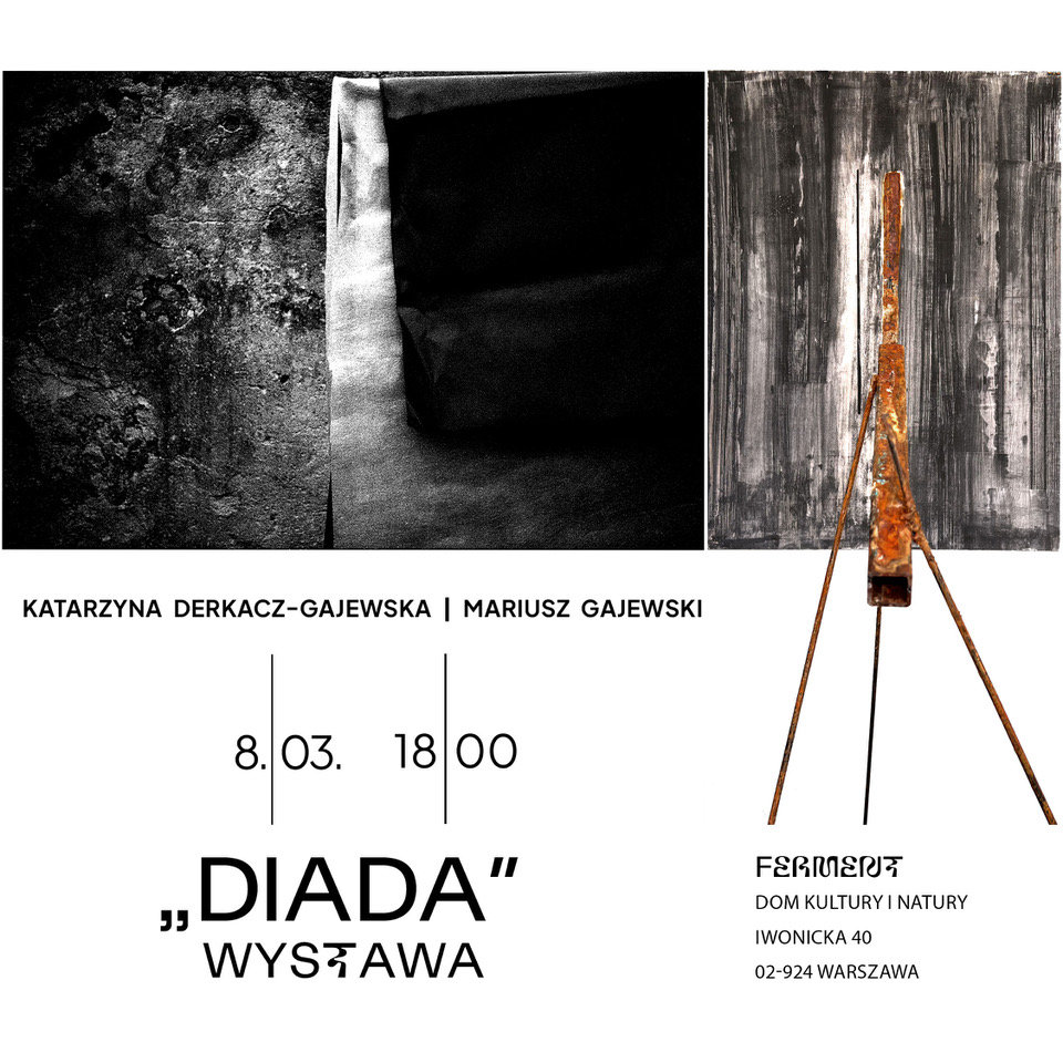 czarno-białe zdjęcia, trójnogi obiekt i liternictwo