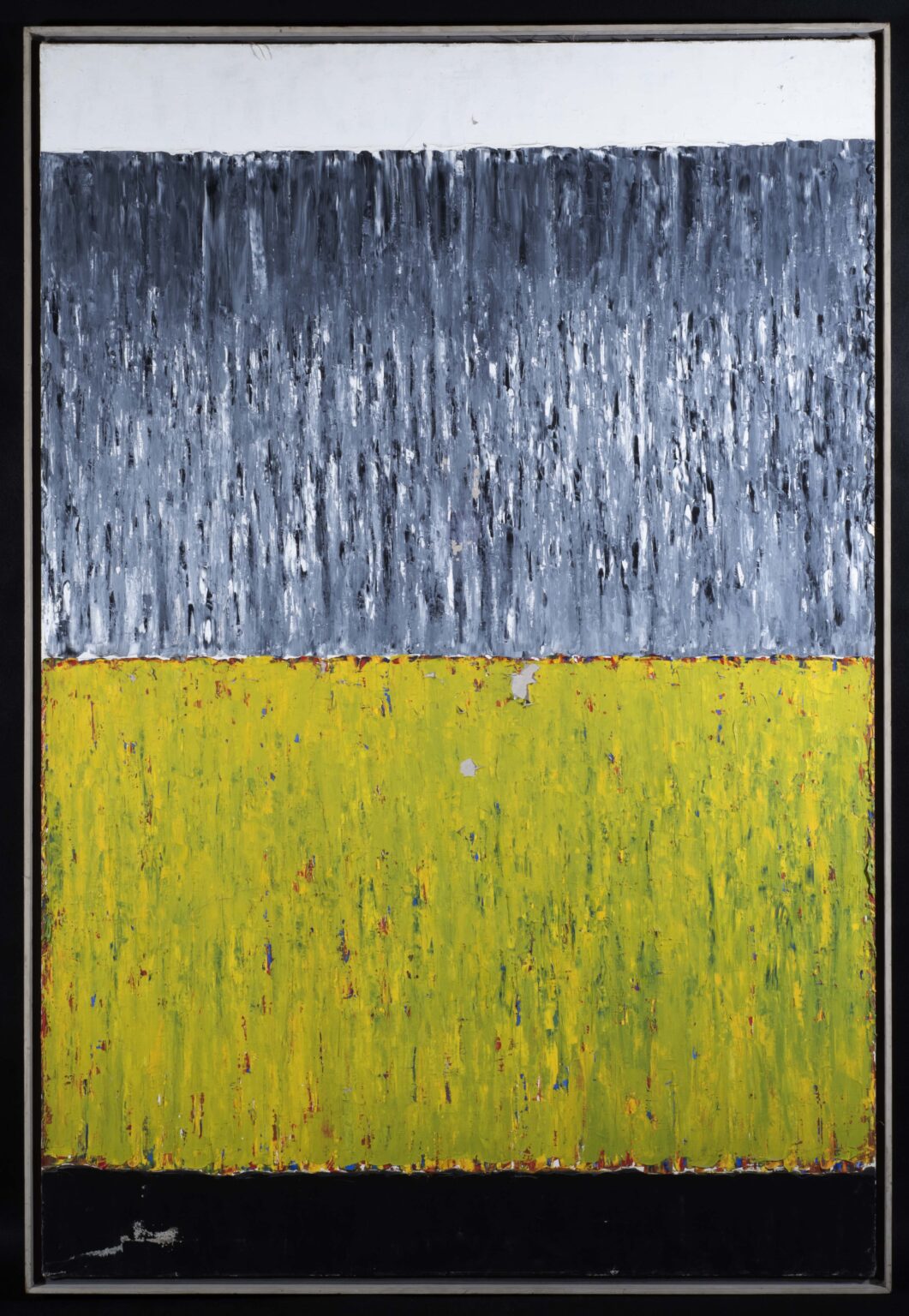 obraz figuratywny w kolorach niebieskim i żółtym