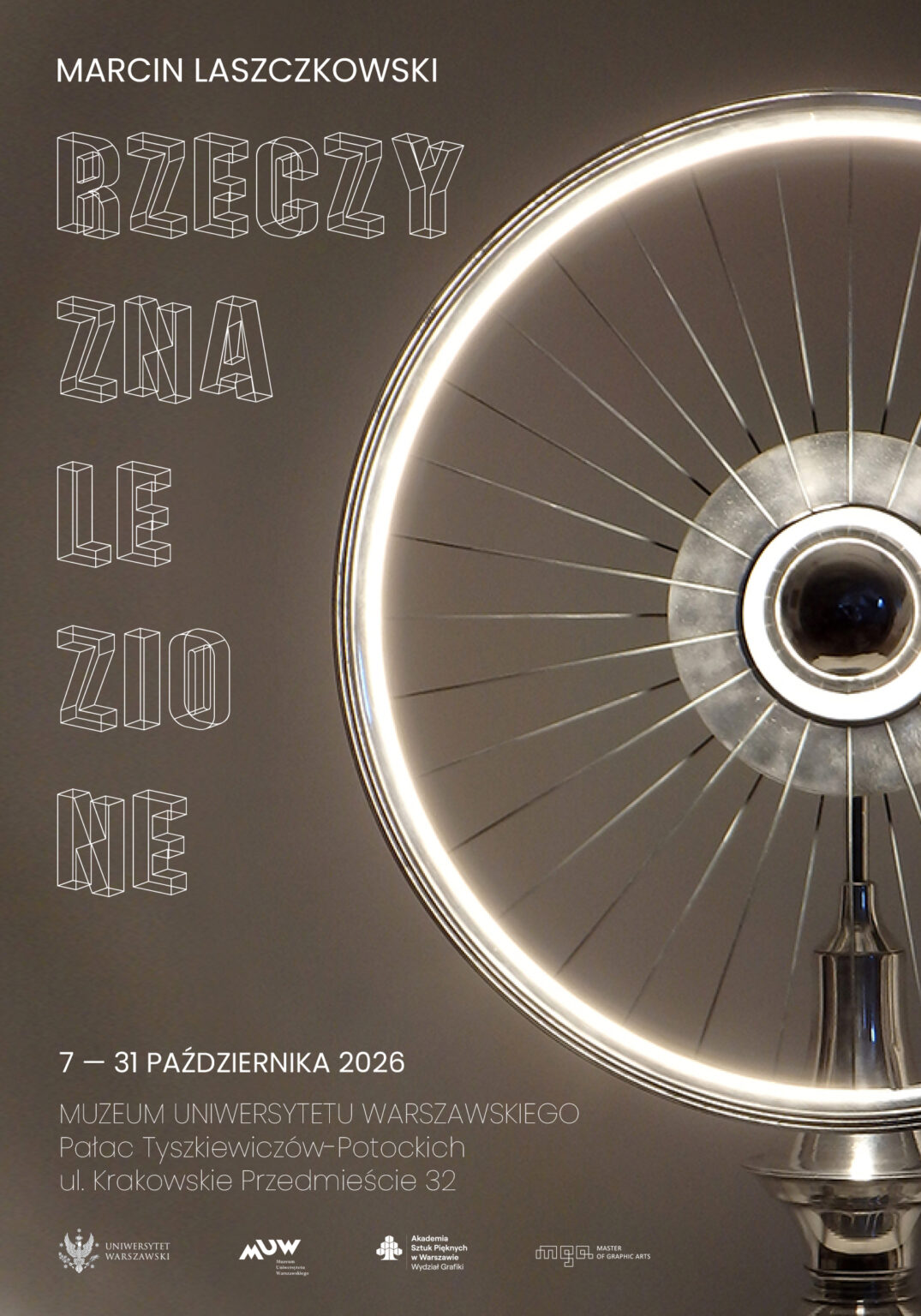 Plakat wystawy „Rzeczy znalezione” Marcina Laszczkowskiego.