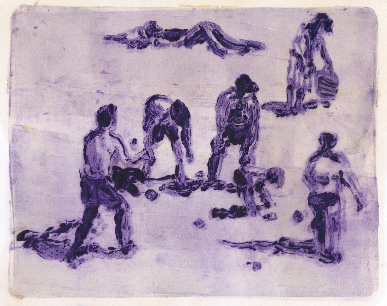 Scena z plaży 11, 2025, monotypia na papierze, 20 x 25 cm