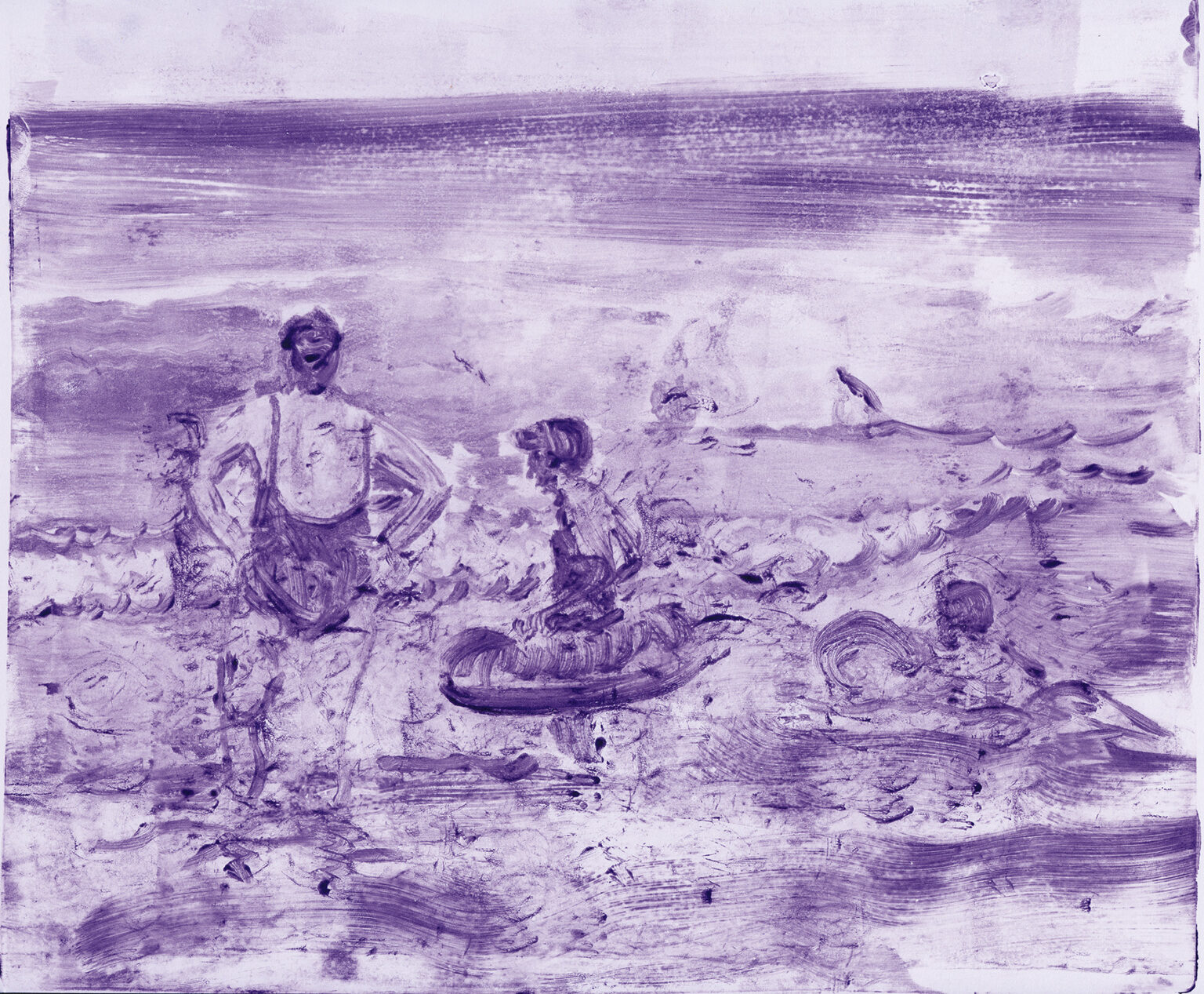 Scena z plaży 4, 2026, monotypia na papierze, 29,7 x 35,5 cm